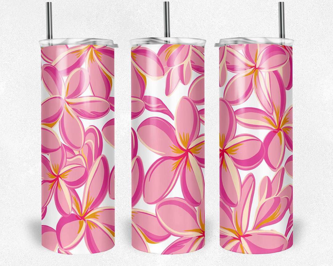 Scattered Plumeria Tumbler, 20oz